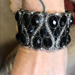 Bracelet black stone & crystal